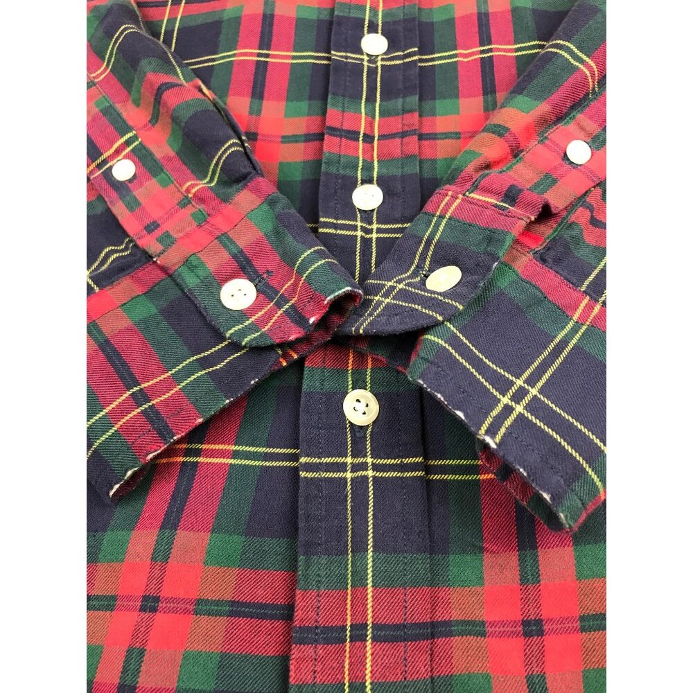 VTG Hunt Club Tartan Plaid Button Down Shirt Mens L Red Navy 90s Grudge - Picture 7 of 7